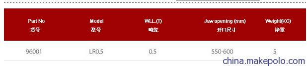 RL型油桶吊钳参数表